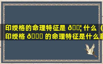 印绶格的命理特征是 🐦 什么（印绶格 💐 的命理特征是什么意思）